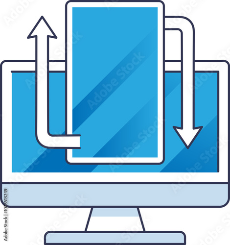 Illustration of responsive design with a monitor and smartphone, symbolizing adaptability.