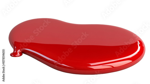 Red blood, paint, flows, bleeds on white isolated png background on separate layer