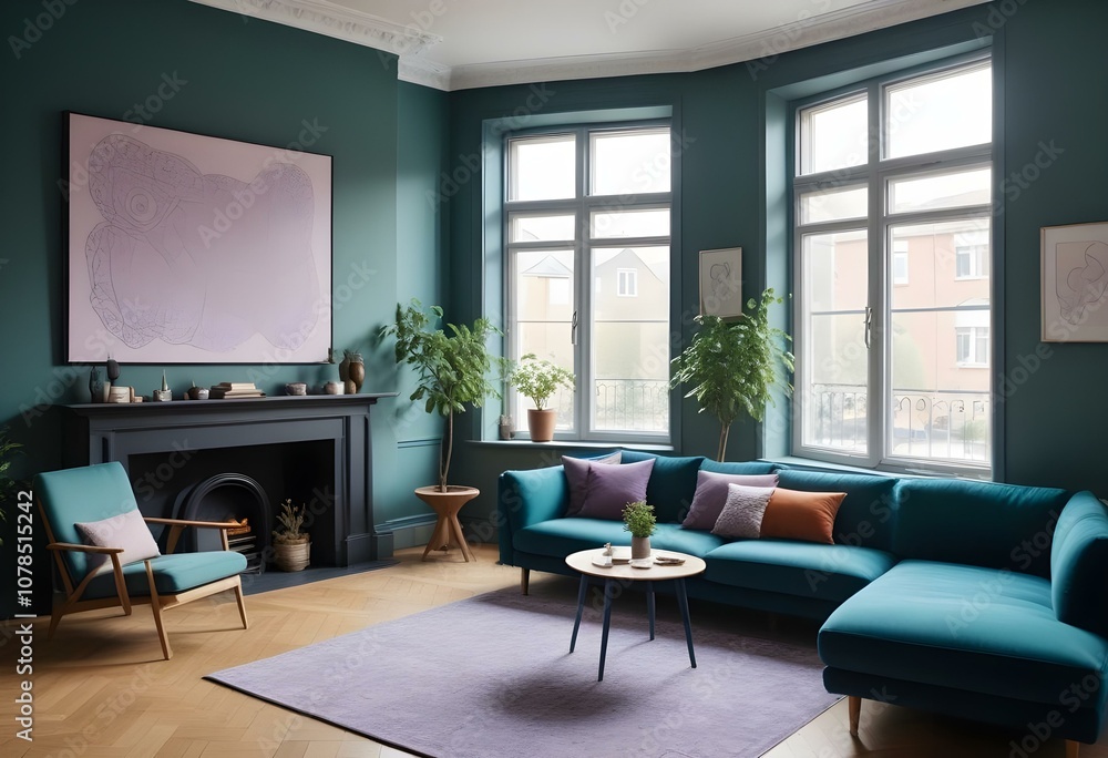 Fototapeta premium Modern purple interior