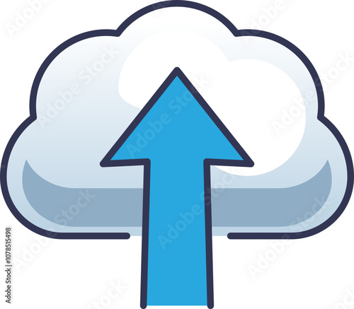 Cloud with upward arrow symbolizing data upload and cloud storage.