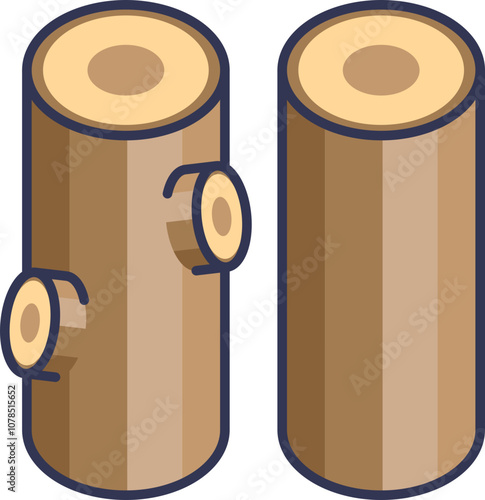Two cartoon woodlogs, symbolizing natural resources and forestry.