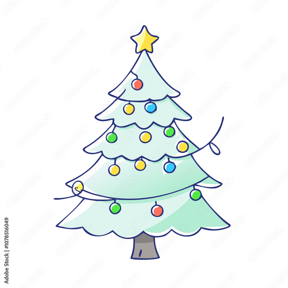 Christmas tree vector art, flat illustration Christmas tree icon Christmas tree vector art, flat illustration Christmas tree icon
