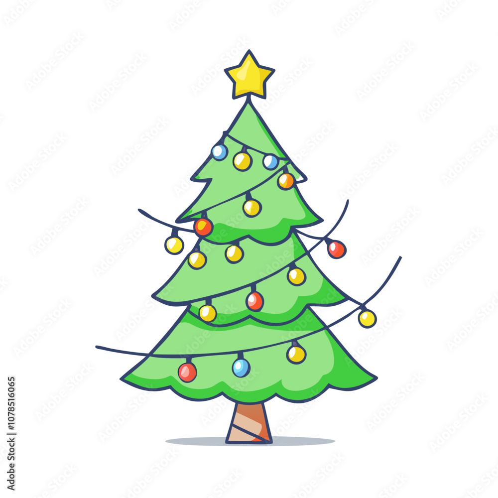 Christmas tree vector art, flat illustration Christmas tree icon Christmas tree vector art, flat illustration Christmas tree icon
