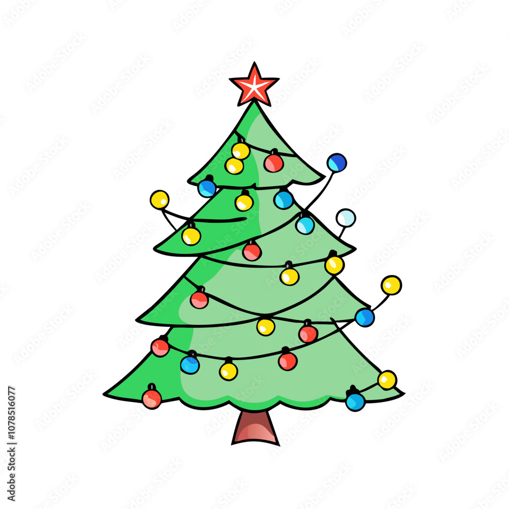 Christmas tree vector art, flat illustration Christmas tree icon Christmas tree vector art, flat illustration Christmas tree icon