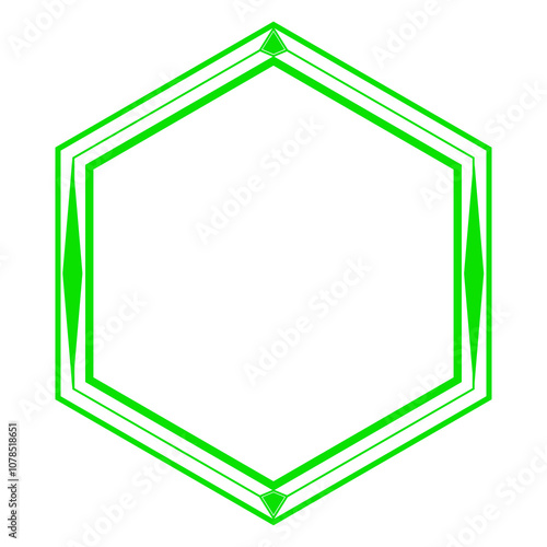 green line frame hexagon