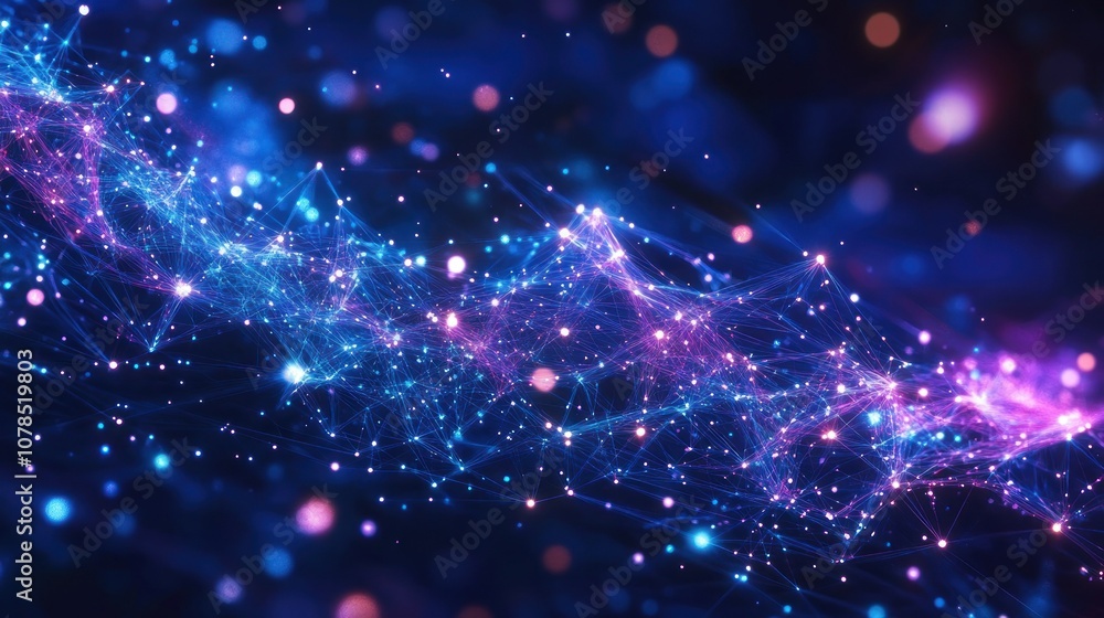 Fototapeta premium Digital network line cyberspace wave code data energy abstract background wallpaper AI generated image