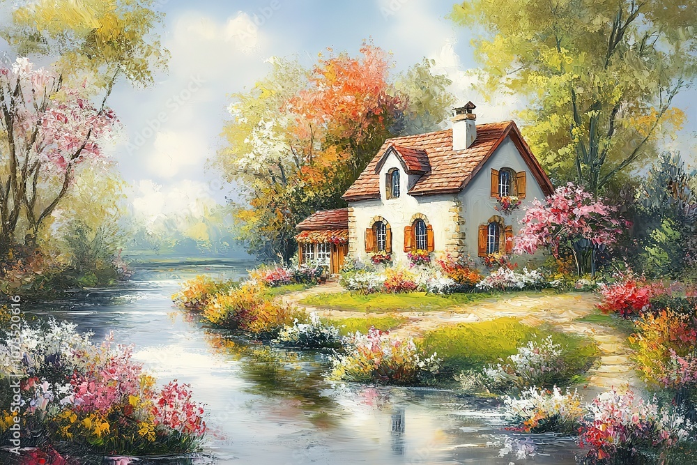 Watercolor paintings spring landscape with house and trees. Beautiful lilac flowers in the garden, watercolor lilac, artwork, fine art
Watercolor paintings spring landscape with house and trees. Beautiful lilac flowers in the garden, watercolor lilac, artwork, fine art