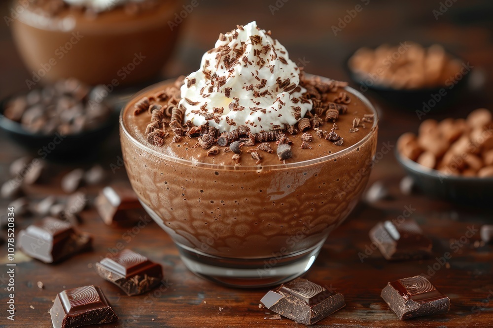 Chocolate Mousse with Whipped Cream and Chocolate Shavings Chocolate Mousse with Whipped Cream and Chocolate Shavings