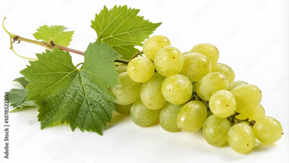 Fresh Sweet Shine Muscat Grapes with Lush Green Leaves on White Background - Perfect PNG Image for Healthy Eating, Fruit Recipes, or Beverage Design Projects Fresh Sweet Shine Muscat Grapes with Lush Green Leaves on White Background - Perfect PNG Image for Healthy Eating, Fruit Recipes, or Beverage Design Projects