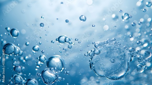 Sparse abstract background featuring a macro view of air bubbles in water AI generated illustration