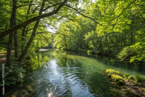 Gentle Ripples Across a Pristine Forest Stream, Capturing the Beauty of Nature in the Rule of Thirds Composition for Serene Landscape Photography