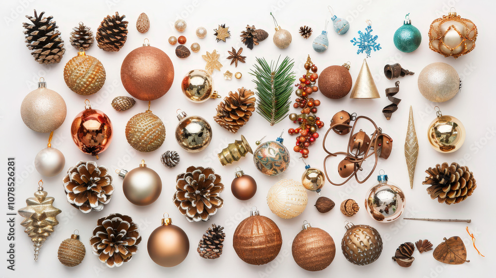 christmas decorations on a white background christmas decorations on a white background