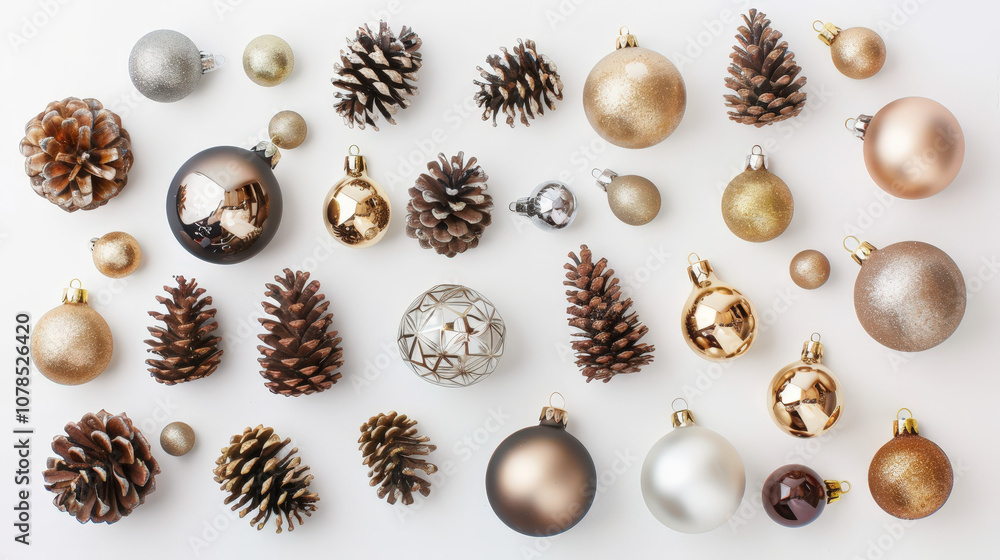 christmas decorations on a white background christmas decorations on a white background