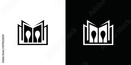 spoon logo with book vector