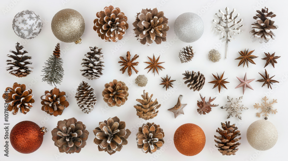 christmas decorations on a white background christmas decorations on a white background