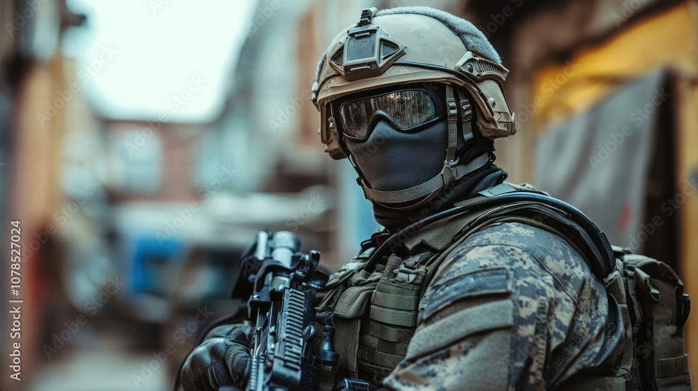 Special forces soldier full gear helmets and mask modern technology background wallpaper AI generated image Special forces soldier full gear helmets and mask modern technology background wallpaper AI generated image