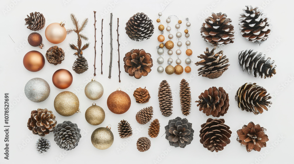 christmas decorations on a white background christmas decorations on a white background