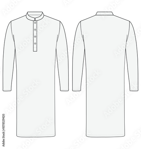 Men Mandarin Wrap Kurta punjabi vector illustration templet	