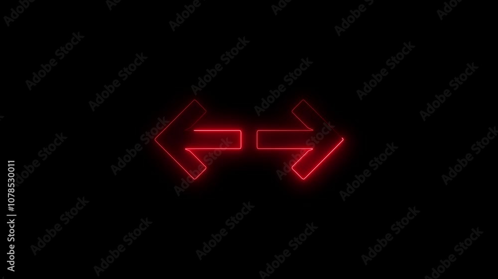 Neon Left and Right Arrow Icons on Black Background – Glowing Horizontal Navigation Symbols Neon Left and Right Arrow Icons on Black Background – Glowing Horizontal Navigation Symbols