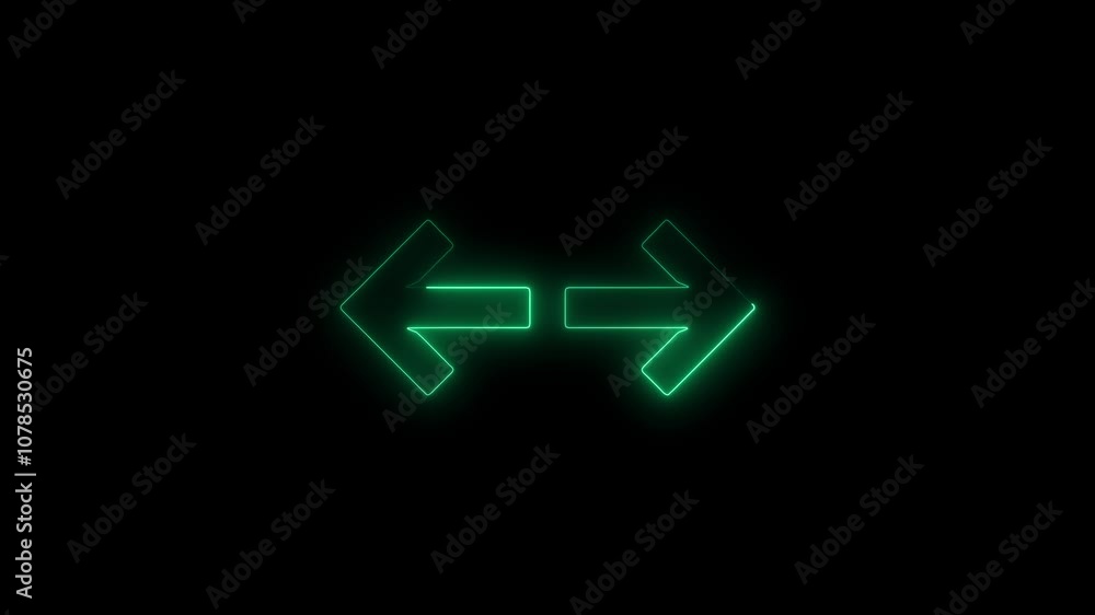 Neon Left and Right Arrow Icons on Black Background – Glowing Horizontal Navigation Symbols Neon Left and Right Arrow Icons on Black Background – Glowing Horizontal Navigation Symbols