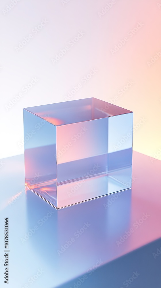 Abstract Marketing Background Featuring a 3D Rendering of Smooth Transparent Glass with a Gradient Texture. This Composition Showcases Light and Shadow Play Against a Soft Blue-Purple Backdrop, Utiliz Abstract Marketing Background Featuring a 3D Rendering of Smooth Transparent Glass with a Gradient Texture. This Composition Showcases Light and Shadow Play Against a Soft Blue-Purple Backdrop, Utiliz