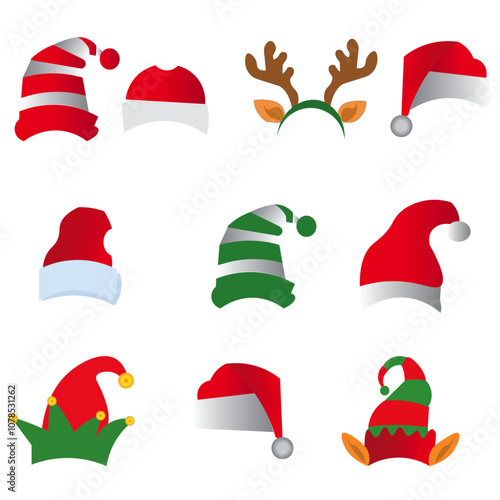 set of chritmas santa caps vector
set of chritmas santa hat vector