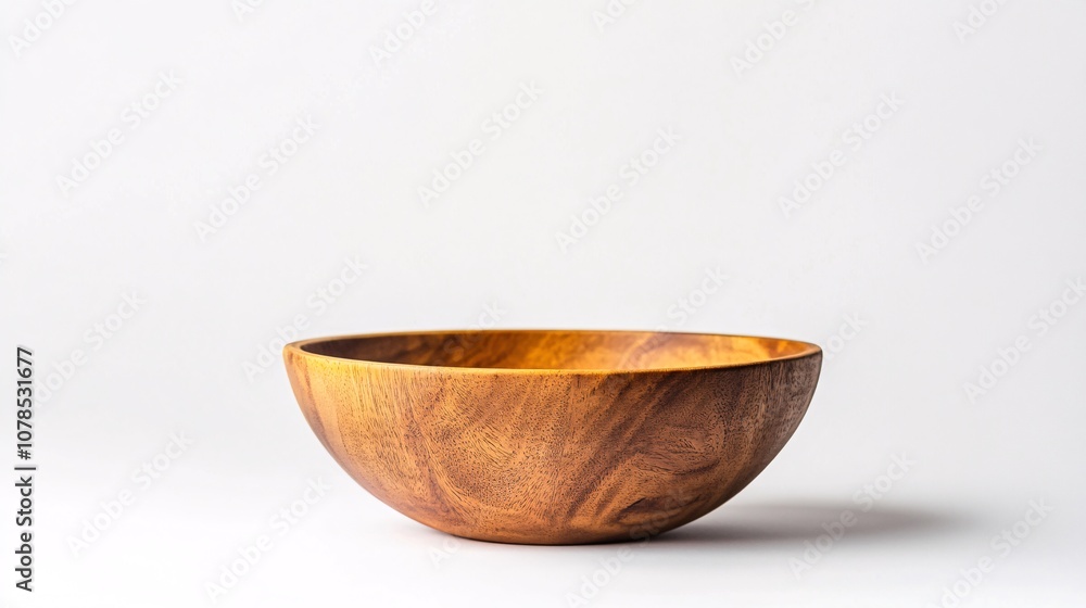 Empty Wooden Bowl on White Background: Rustic Elegance for Dining and Decor Empty Wooden Bowl on White Background: Rustic Elegance for Dining and Decor