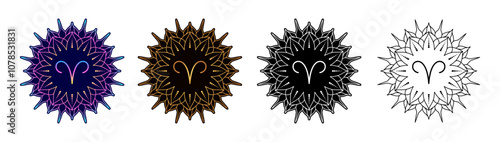 Set of Aries Zodiac Sign in defferent design variation.
