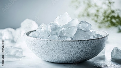 Ice Cubes in a Bowl: A Refreshing Image for Drinks, Cocktails, Summer, and Cold Beverages