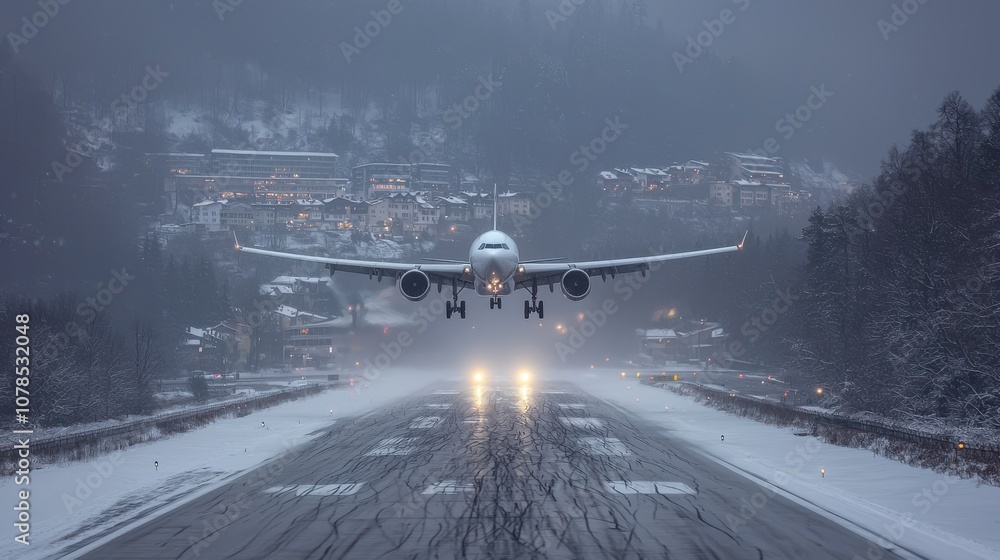 Fototapeta premium Understanding the importance of antiskid systems in airplane operations during challenging weather conditions