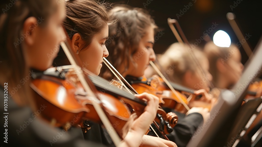 Fototapeta premium Sweeping orchestral piece with a singular instrument focus AI generated illustration