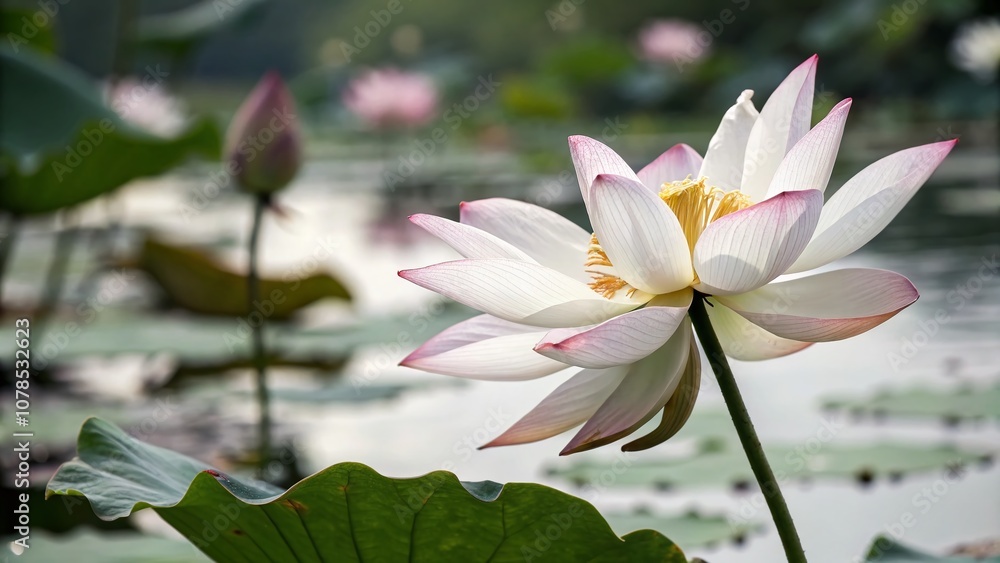 Isolated Lotus Flower in Continuous One Line Drawing Style on a White Background - Artistic Tilt-Shift Photography for Nature and Minimalism Enthusiasts Isolated Lotus Flower in Continuous One Line Drawing Style on a White Background - Artistic Tilt-Shift Photography for Nature and Minimalism Enthusiasts