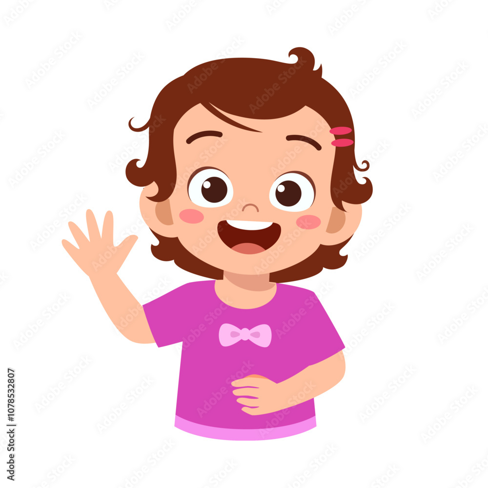 little kid waving hand and feel happy little kid waving hand and feel happy