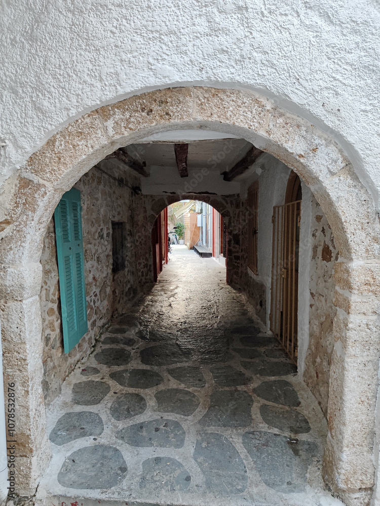 Obraz premium Parga town on the seashore of Ionian Sea, Greece