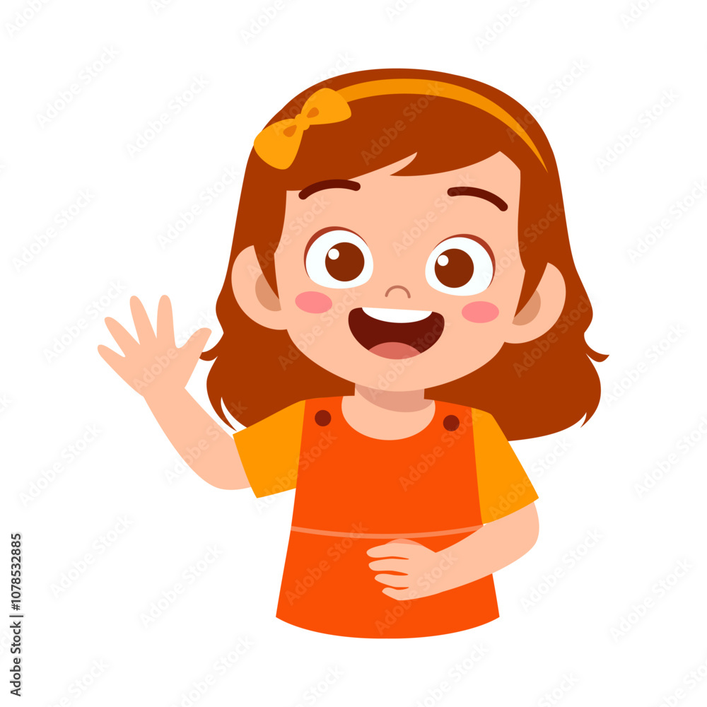 little kid waving hand and feel happy little kid waving hand and feel happy