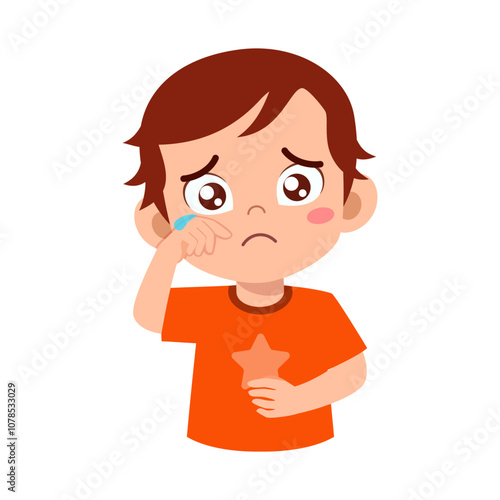little kid crying and feeling sad