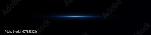 Light blue reflection lines, neon lighting in blue colors. Bright light lens. Police light effects, line. Shiny stars, sparks on a black background. Vector blue light effect