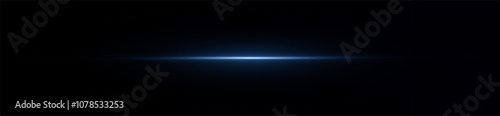 Light blue reflection lines, neon lighting in blue colors. Bright light lens. Police light effects, line. Shiny stars, sparks on a black background. Vector blue light effect