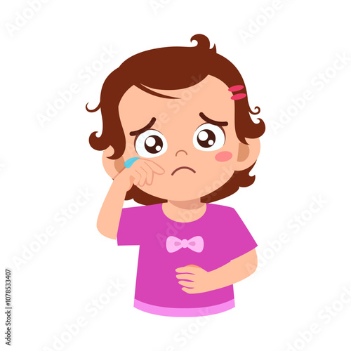 little kid crying and feeling sad