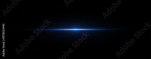 Light blue reflection lines, neon lighting in blue colors. Bright light lens. Police light effects, line. Shiny stars, sparks on a black background. Vector blue light effect