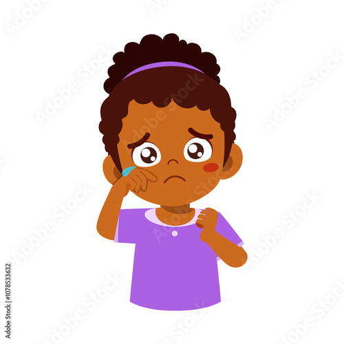 little kid crying and feeling sad