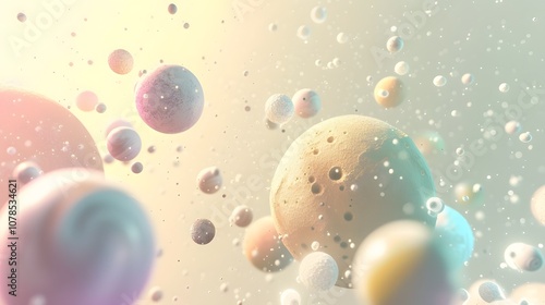 Wallpaper Mural Tiny planets over a creamy abstract spacethemed background in D AI generated illustration Torontodigital.ca