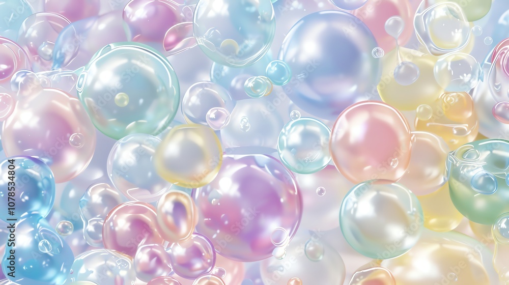 An abstract image of colorful, iridescent bubbles. An abstract image of colorful, iridescent bubbles.