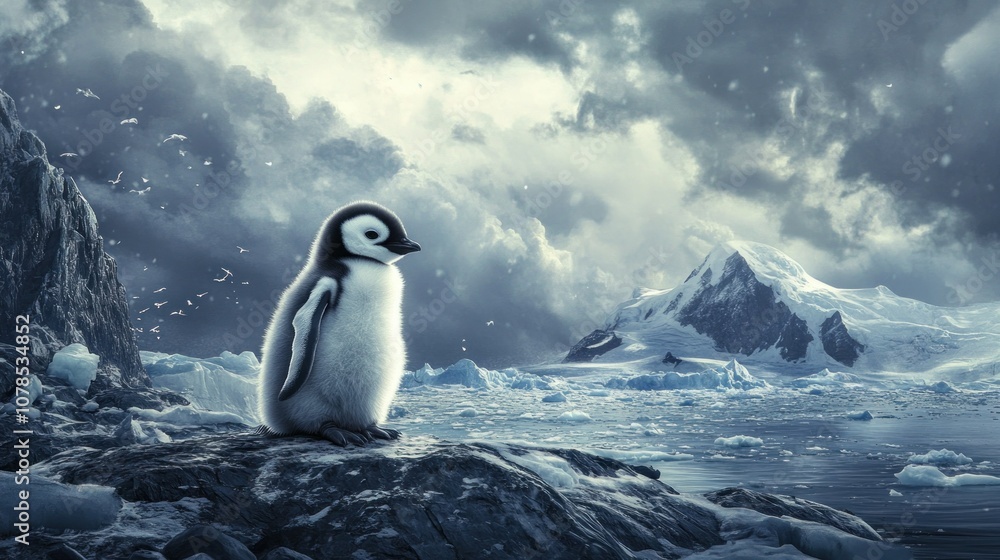 Obraz premium Lonely Penguin in the Arctic