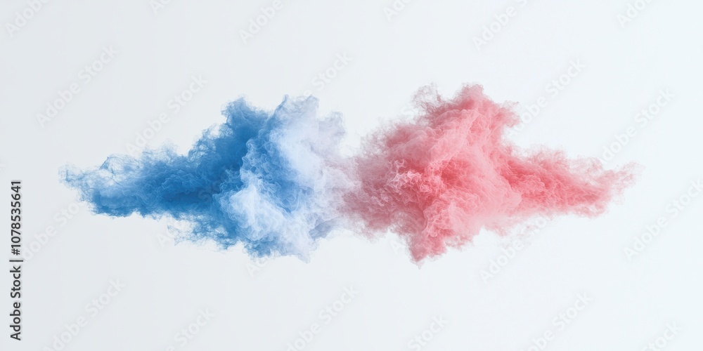Fototapeta premium Colorful smoke clouds in blue and pink create an artistic visual effect.