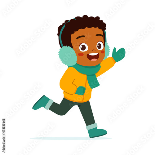 little kid winter clothes jacket and feel happy