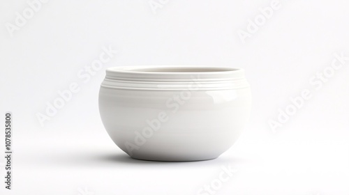 Elegant White Ceramic Pot: A Minimalist Touch for Modern Home Decor. Perfect empty planter for indoor or outdoor plants, flowers, or succulents. Enhance your space with this stylish piece.