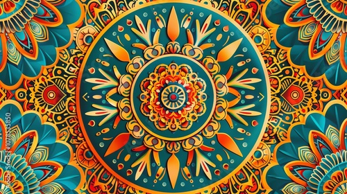 A colorful mandala with intricate details.