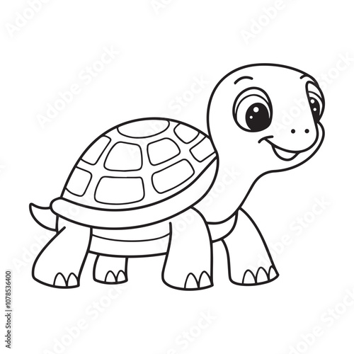 Cute turtle cartoon coloring page illustration vector. For kids coloring book.