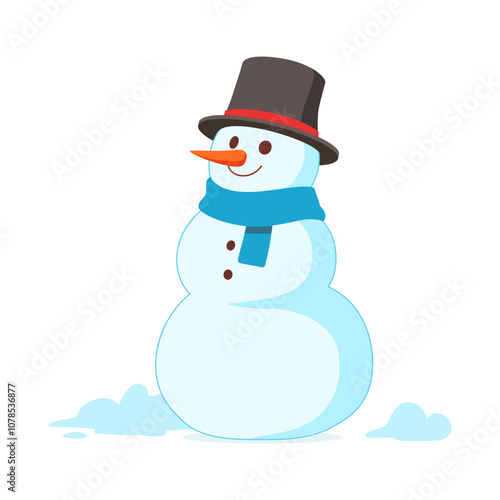 snowman made of snow in winter